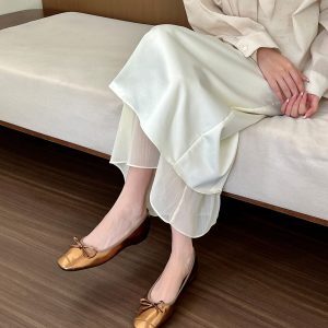 Women's Comfortable Silver Round Toe Shallow Mouth Flats - Versatile Summer 2024 Footwear for Everyday Style
