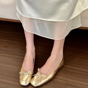 Women's Comfortable Silver Round Toe Shallow Mouth Flats - Versatile Summer 2024 Footwear for Everyday Style