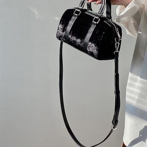 Women's Dark Aesthetic Boston Bag - Versatile Korean Style Shoulder & Crossbody Handbag for 2025