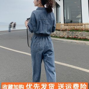 Women's Denim Jumpsuit - Trendy Spring Summer 2025 Outfit, Chic Fit for Petite Figures, Y2K Inspired Style