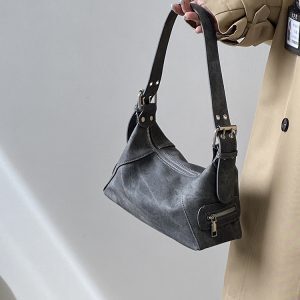 Women's Denim Underarm Motorcycle Bag - Korean Style Small Handheld Shoulder Bag with Niche Design for 2025 Fashion