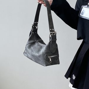 Women's Denim Underarm Motorcycle Bag - Korean Style Small Handheld Shoulder Bag with Niche Design for 2025 Fashion
