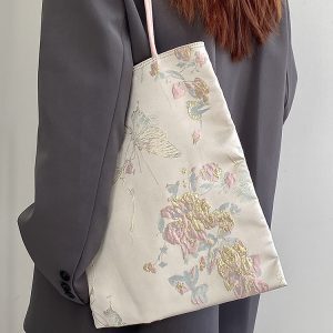 Women's Embroidered Canvas Tote Bag – Chinese Style National Wind Design, Shoulder Handbag for 2025 Fashion