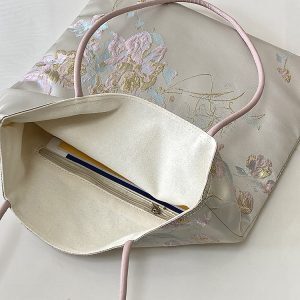Women's Embroidered Canvas Tote Bag – Chinese Style National Wind Design, Shoulder Handbag for 2025 Fashion