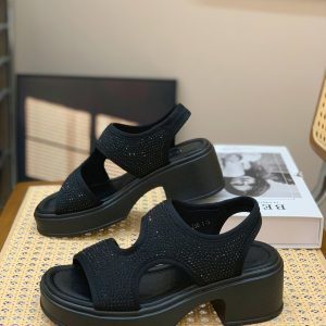 Women's European Station Roman Sandals - 2025 Summer Retro Thick-Soled Lightweight Diamond Design, Versatile Fashion Footwear