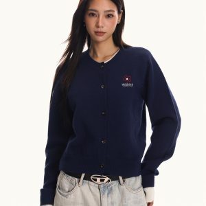 Women's Fake Two-Piece Spliced Sweater Cardigan - Knitted Slim Fit Outerwear in American Vintage Style