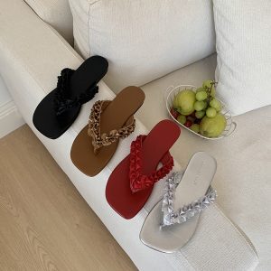 Women's Flip-Flops - Trendy Summer 2025 Thong Sandals, Perfect for Skirts and Beachwear, Stylish Flat Footwear for Women