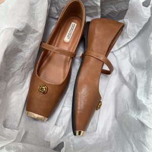 Women's French-Style Mary Jane Shoes, Spring 2025 Shallow Mouth Design, Elegant Evening Footwear for Skirts and Dresses