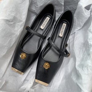 Women's French-Style Mary Jane Shoes, Spring 2025 Shallow Mouth Design, Elegant Evening Footwear for Skirts and Dresses