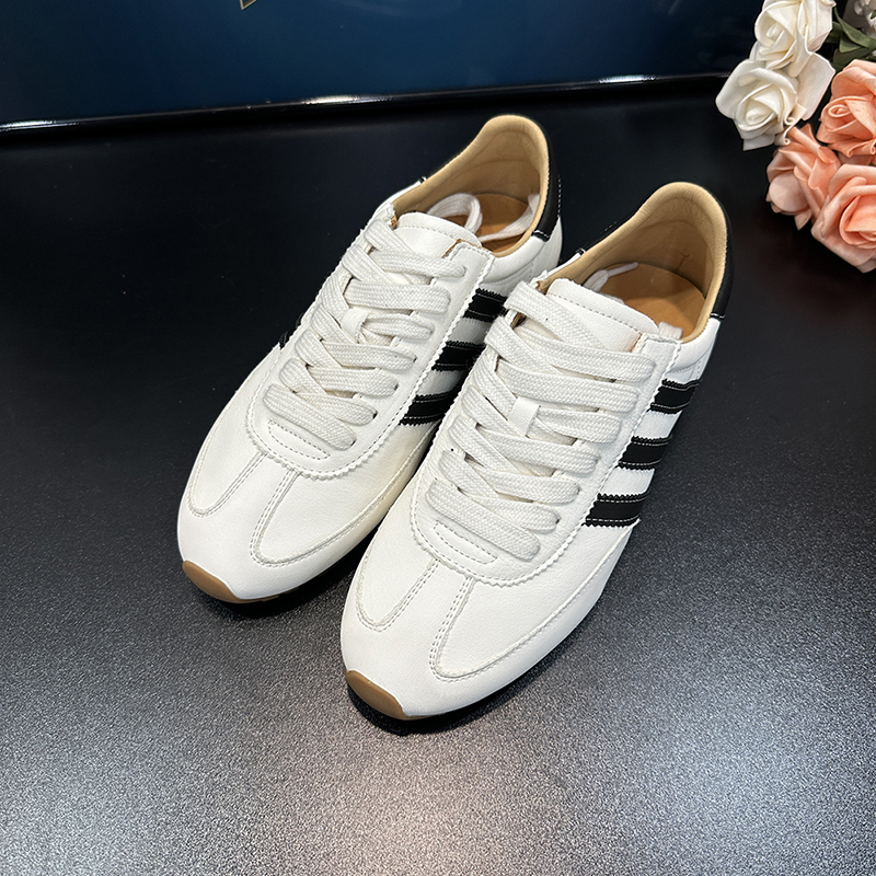 Women's Genuine Leather Low-Top Training Shoes, 2024 Spring Style, Non-Slip Rubber Sole, Fashionable Casual Sports Sneakers