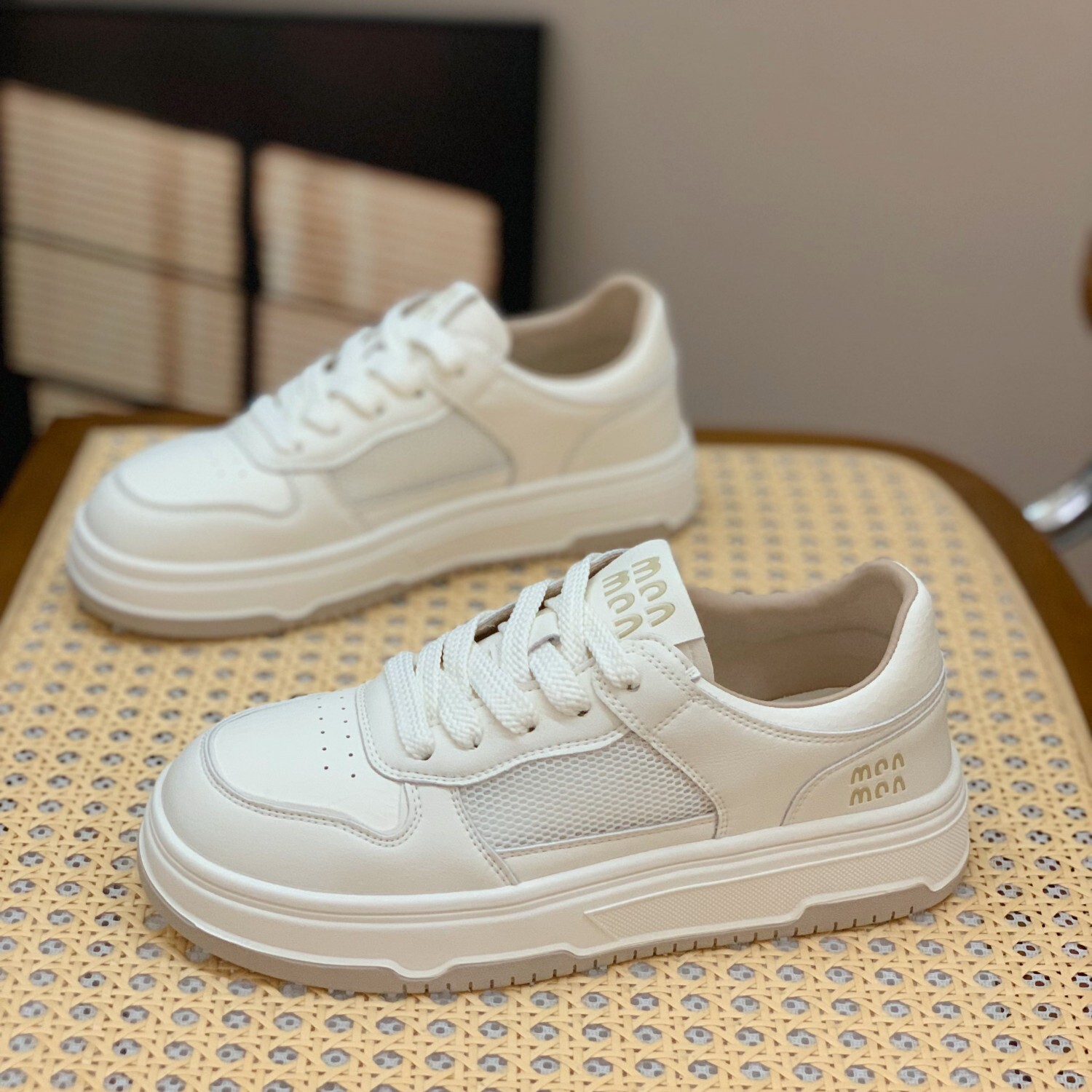 Women's Genuine Leather Mesh Hollow-Out White Casual Shoes - 2025 Summer Minimalist, Breathable, Versatile Footwear for Effortless Style