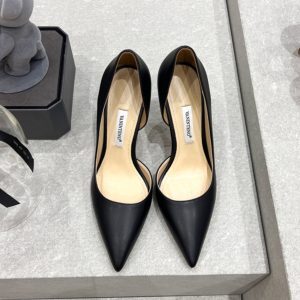 Women's Genuine Leather Pointed Toe Side Cutout High Heel Stiletto Shoes - 2025 Spring Autumn Fashion