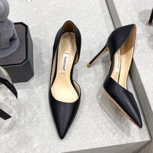 Women's Genuine Leather Pointed Toe Side Cutout High Heel Stiletto Shoes - 2025 Spring Autumn Fashion