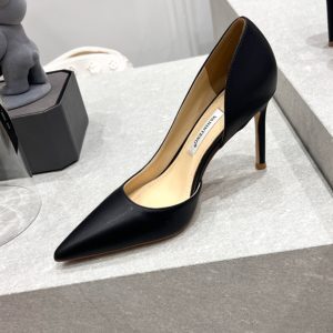 Women's Genuine Leather Pointed Toe Side Cutout High Heel Stiletto Shoes - 2025 Spring Autumn Fashion