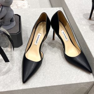 Women's Genuine Leather Pointed Toe Side Cutout High Heel Stiletto Shoes - 2025 Spring Autumn Fashion