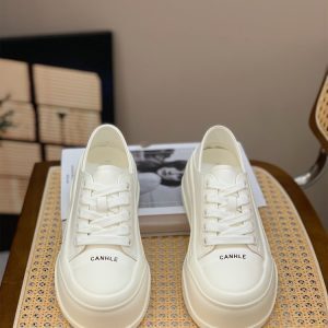 Women's Genuine Leather Thick-Soled Two-Way Wear White Platform Shoes, 6cm Height-Increasing, Spring Summer 2025 Style