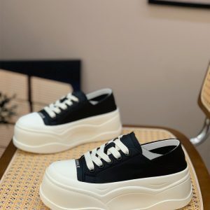 Women's Genuine Leather Thick-Soled Two-Way Wear White Platform Shoes, 6cm Height-Increasing, Spring Summer 2025 Style