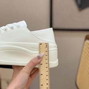 Women's Genuine Leather Thick-Soled Two-Way Wear White Platform Shoes, 6cm Height-Increasing, Spring Summer 2025 Style