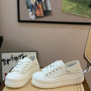 Women's Genuine Leather Two-Way Slip-On Board Shoes - Spring 2025 Casual Thick-Soled Fashion Sneakers in White