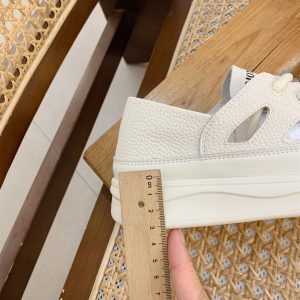 Women’s Genuine Leather White Sneakers - Summer Thin Style, Thick Sole, Hollow Design, Two-Way Wear, Casual Sports Shoes 2025