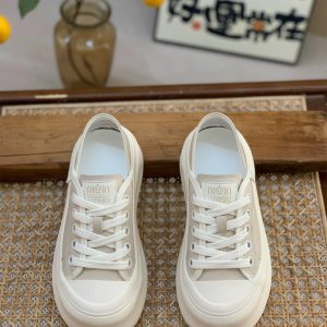 Women's Genuine Leather White Sneakers, Breathable Thick-Soled Casual Shoes, Round-Toe, Two-Way Wear for Spring Autumn 2025