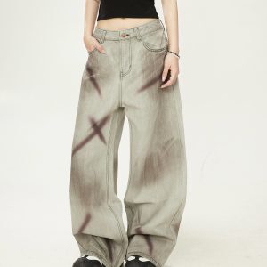 Women's Gradient Tie-Dye Wide-Leg Jeans - Heavy-Duty Straight-Leg Pants for 2025 Trend, Small Crowd Style