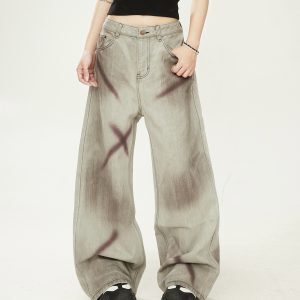 Women's Gradient Tie-Dye Wide-Leg Jeans - Heavy-Duty Straight-Leg Pants for 2025 Trend, Small Crowd Style