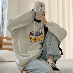 Women's Gray Hoodie, Thin Korean Style Spring Autumn Jacket, Loose BF Trendy Fashion Top for Casual Wear