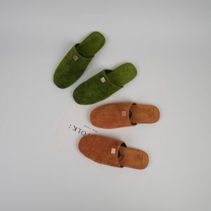 Women’s Green Open-Toe Slippers - Casual Flat Genuine Leather Half-Sandals for Summer Vacation Fashion