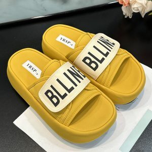 Women’s Height Increasing Slide Sandals - 2025 Summer Thick-Soled Canvas Casual Slippers for Comfort and Style