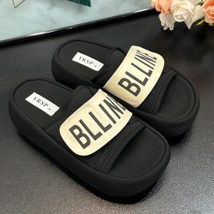 Women’s Height Increasing Slide Sandals - 2025 Summer Thick-Soled Canvas Casual Slippers for Comfort and Style