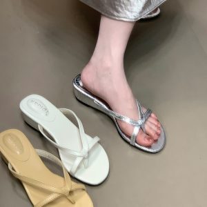 Women's High-End French Style Beach Sandals - 2025 Ocean One Summer Flip-Flops for Effortless Chic