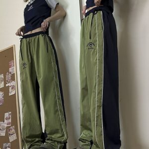 Women's High Street Retro Color-Block Cargo Pants - Hip-Hop Jazz Dance Style, Quick-Dry, Loose Fit for Outdoor Wear