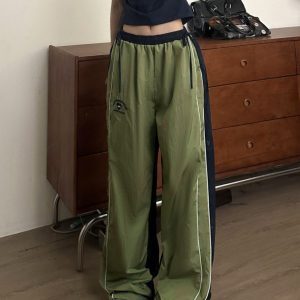 Women's High Street Retro Color-Block Cargo Pants - Hip-Hop Jazz Dance Style, Quick-Dry, Loose Fit for Outdoor Wear