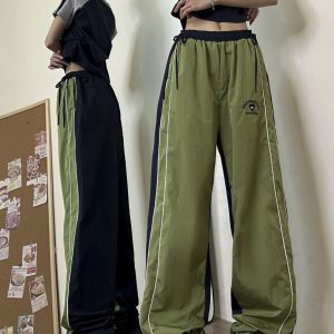 Women's High Street Retro Color-Block Cargo Pants - Hip-Hop Jazz Dance Style, Quick-Dry, Loose Fit for Outdoor Wear