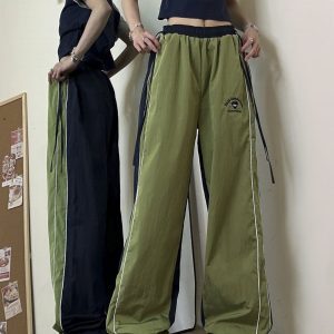 Women's High Street Retro Color-Block Cargo Pants - Hip-Hop Jazz Dance Style, Quick-Dry, Loose Fit for Outdoor Wear