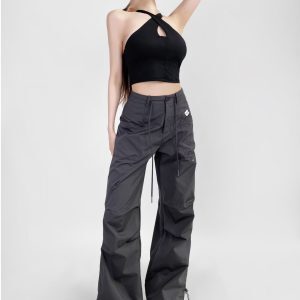 Women's Hip-Hop Summer Quick-Dry Loose Straight Wide-Leg Pants - Retro Casual Style for Comfort and Versatility