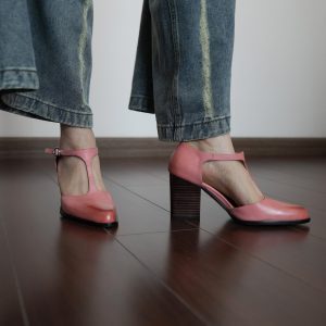 Women's Hollow Chunky Heel Sandals - One-Strap High Heels for Summer - Elegant Genuine Leather Commuter Shoes