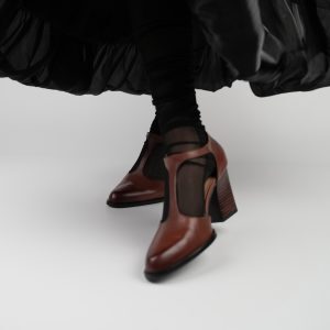 Women's Hollow Chunky Heel Sandals - One-Strap High Heels for Summer - Elegant Genuine Leather Commuter Shoes