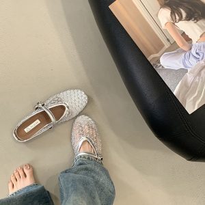 Women's Hollow Mesh Half Slippers - Summer 2025 One-Strap Round Toe Flat Breathable Fishing Net Sandals
