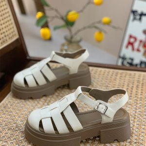 Women's Hollow Woven Roman Sandals 2025 - Breathable Thick-Soled Beach Shoes for Summer, Stylish Pig Cage Design