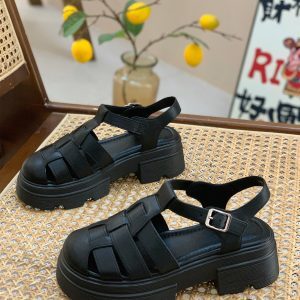 Women's Hollow Woven Roman Sandals 2025 - Breathable Thick-Soled Beach Shoes for Summer, Stylish Pig Cage Design