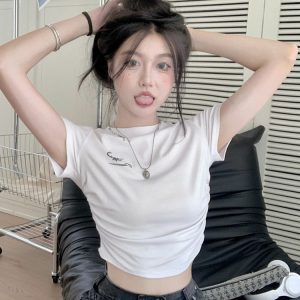 Women's K-Pop Jazz Dance T-Shirt - Hot Girl Music Festival Performance Outfit - Trendy Short Top for Dance Wear