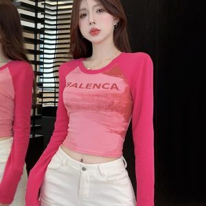 Women's K-Pop Style Long Sleeve Jazz Dance Top - Autumn & Winter Performance Wear for Girls, Trendy Niche Dance Outfit