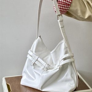 Women's Korean Style Large Capacity Oil Leather Tote Bag - Versatile Shoulder & Crossbody Design