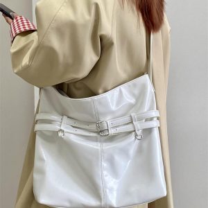 Women's Korean Style Large Capacity Oil Leather Tote Bag - Versatile Shoulder & Crossbody Design
