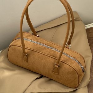 Women's Korean-Style Retro Brown Suede Shoulder Bag - High-End Spring/Summer 2025 Niche Design