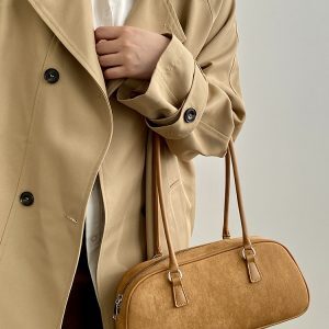Women's Korean-Style Retro Brown Suede Shoulder Bag - High-End Spring/Summer 2025 Niche Design