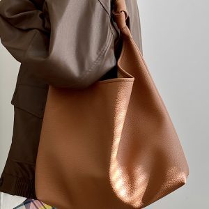 Women's Large Capacity Soft Leather Shoulder Tote Bag - Spring/Summer Commuting Style, Trendy Niche Design