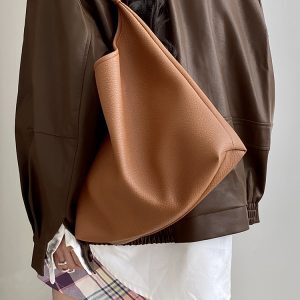 Women's Large Capacity Soft Leather Shoulder Tote Bag - Spring/Summer Commuting Style, Trendy Niche Design